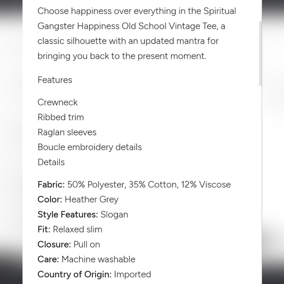 SPIRITUAL GANGSTER HAPPINESS OVER EVERYTHING OLD SCHOOL RAGLAN SWEATSHIRT - Picture 7 of 8